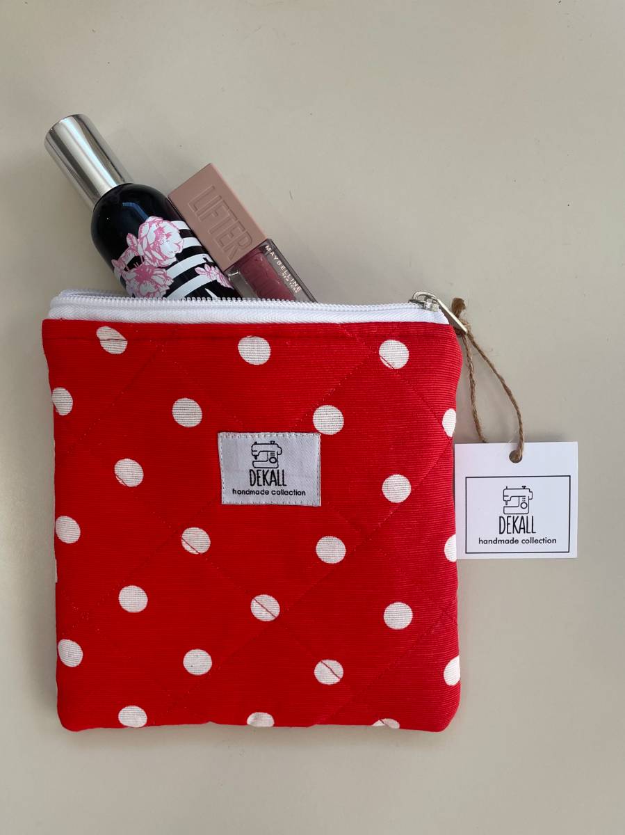 Square Mini Pouch Cherry Dots