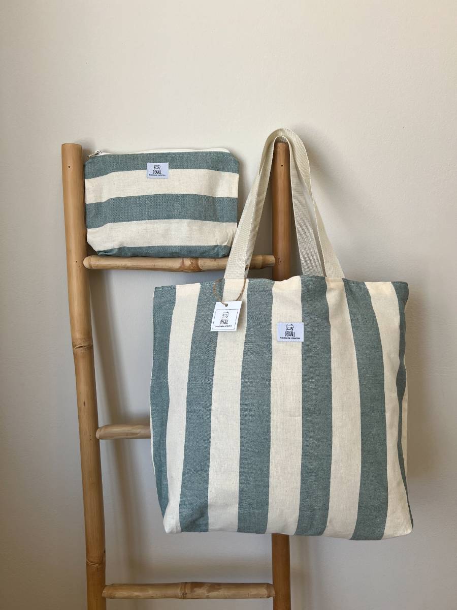 Beach Bag Petrol & Pouch Set