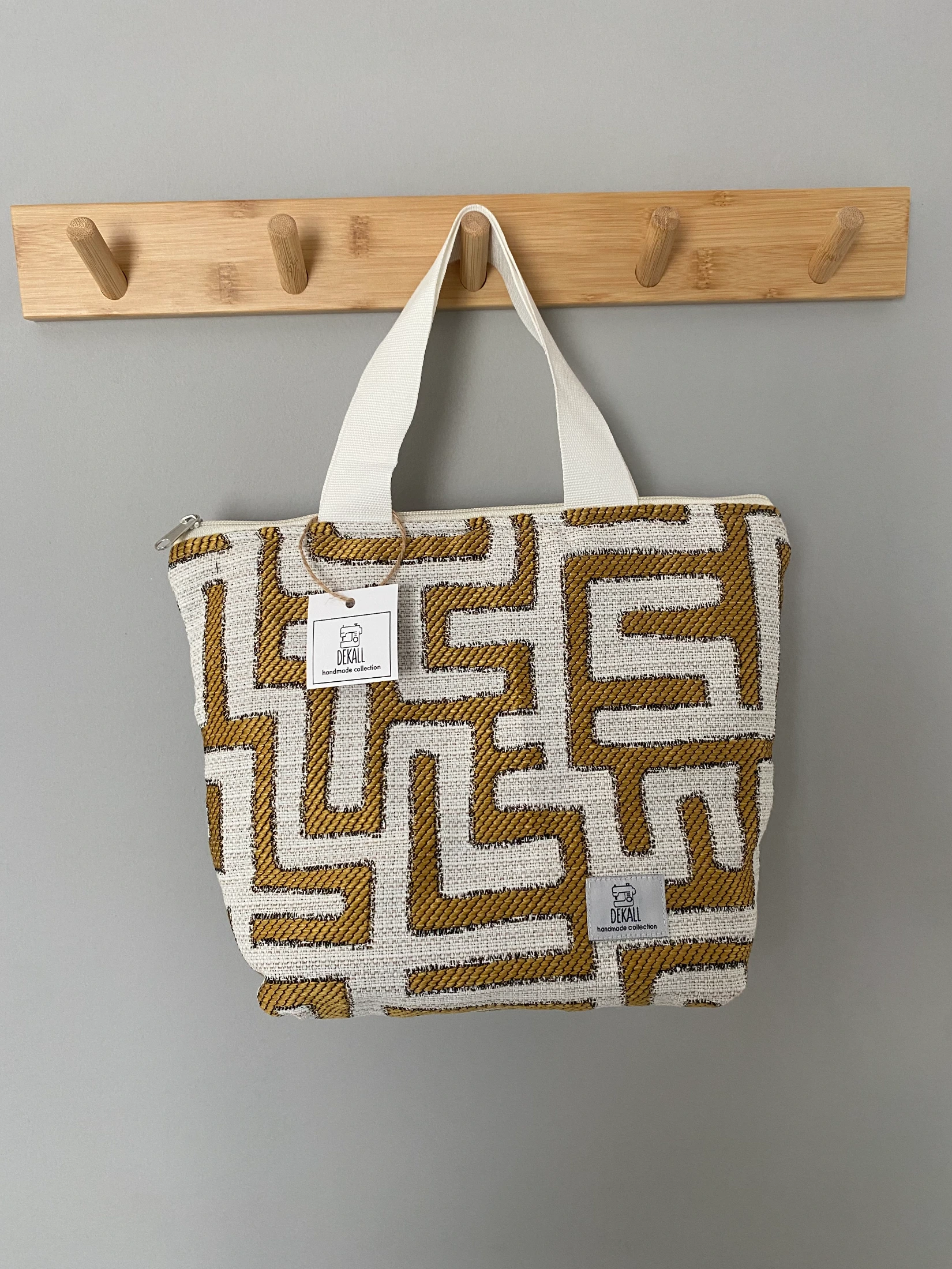 Tote Bag Maze Pattern Mustard - φωτογραφία 1