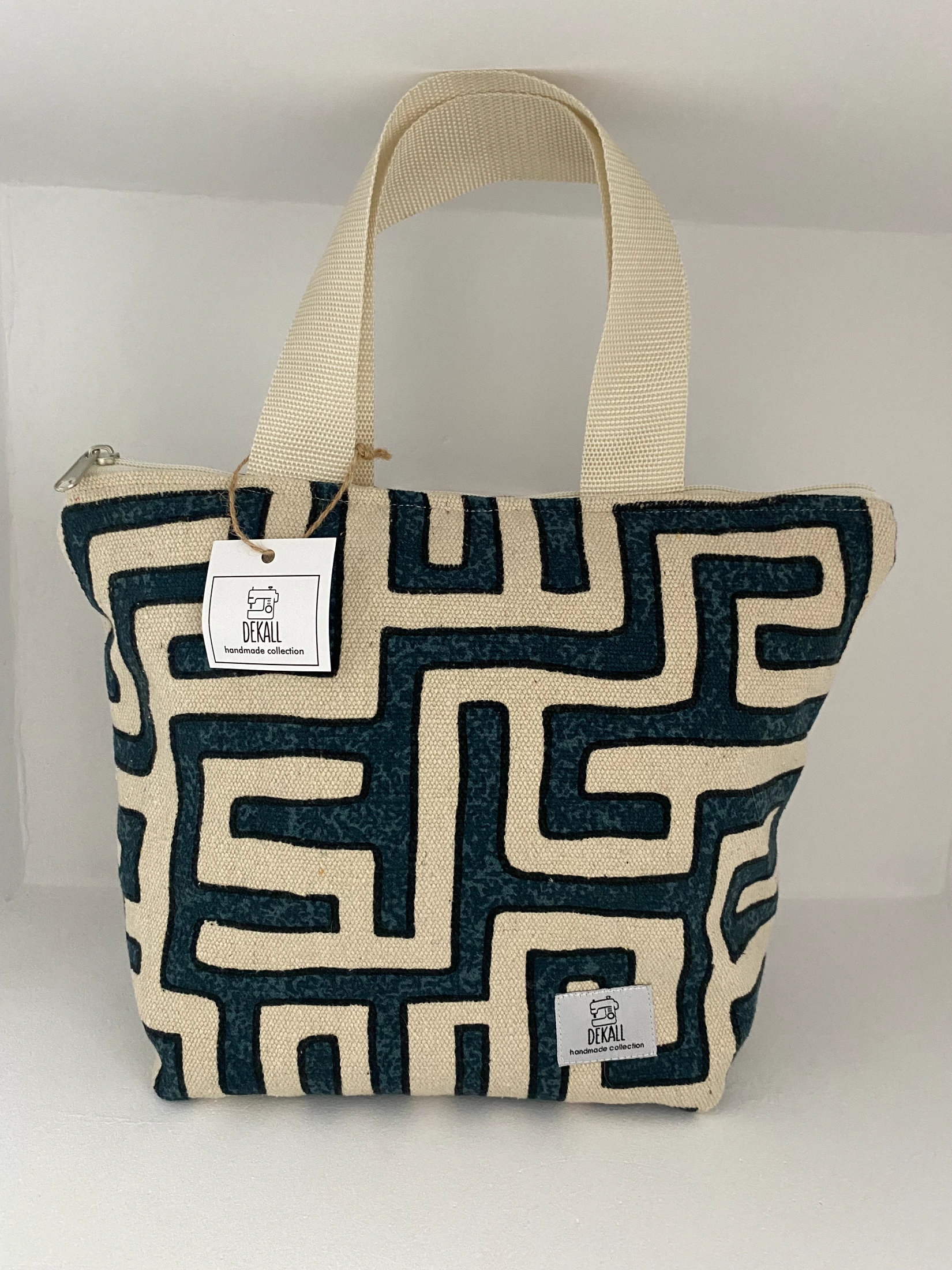 Tote Bag Maze Pattern Blue - φωτογραφία 1