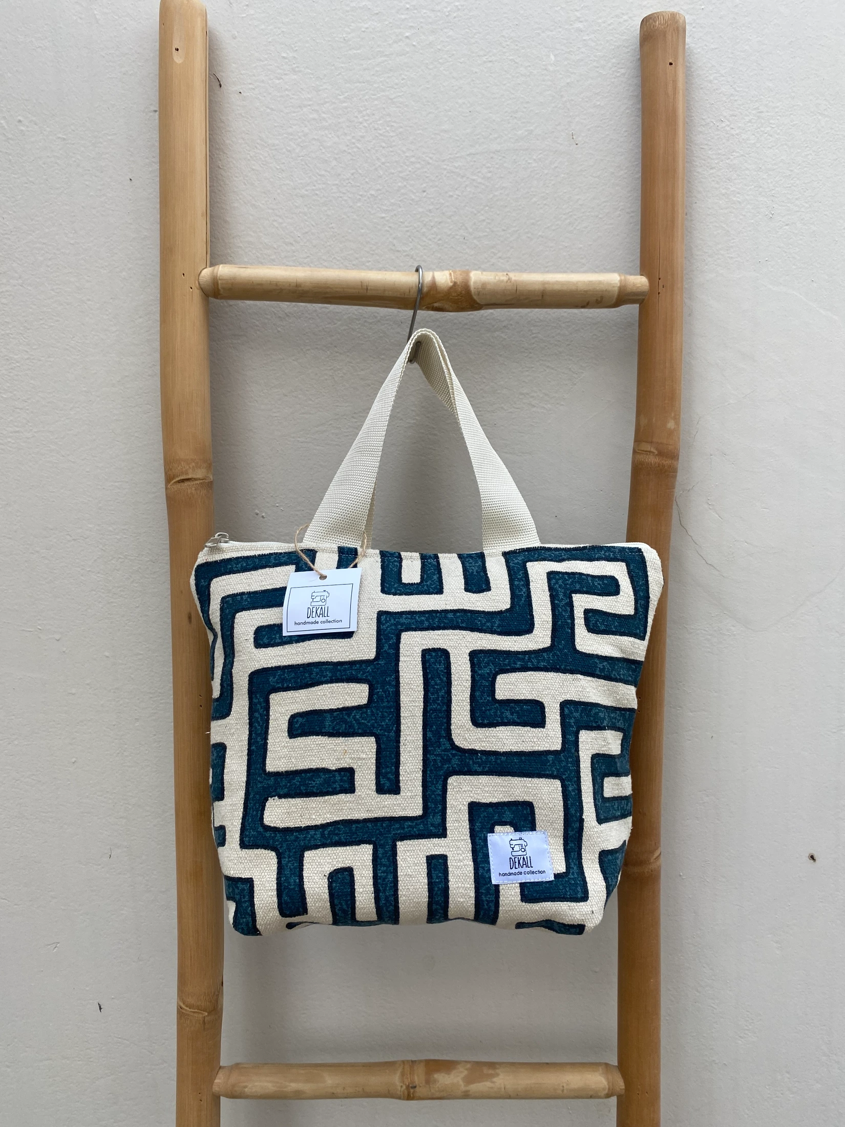 Tote Bag Maze Pattern Blue - φωτογραφία 2