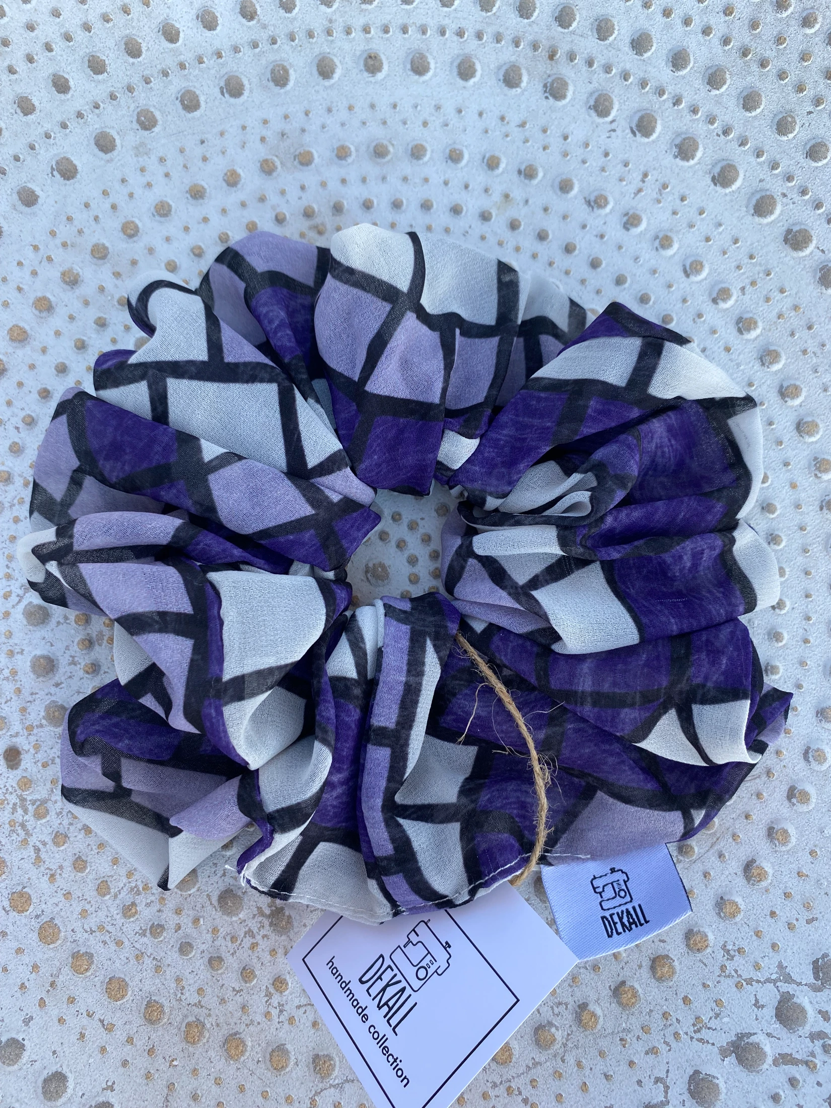 Scrunchie  Purple Squares - φωτογραφία 1